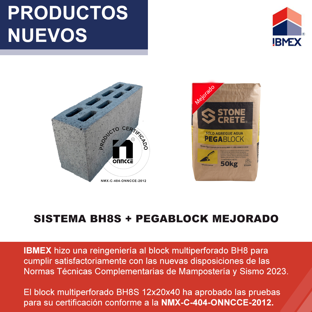 ibmex, block BH8S, mortero alta resistencia,  NMX-C-404-ONNCCE-2012